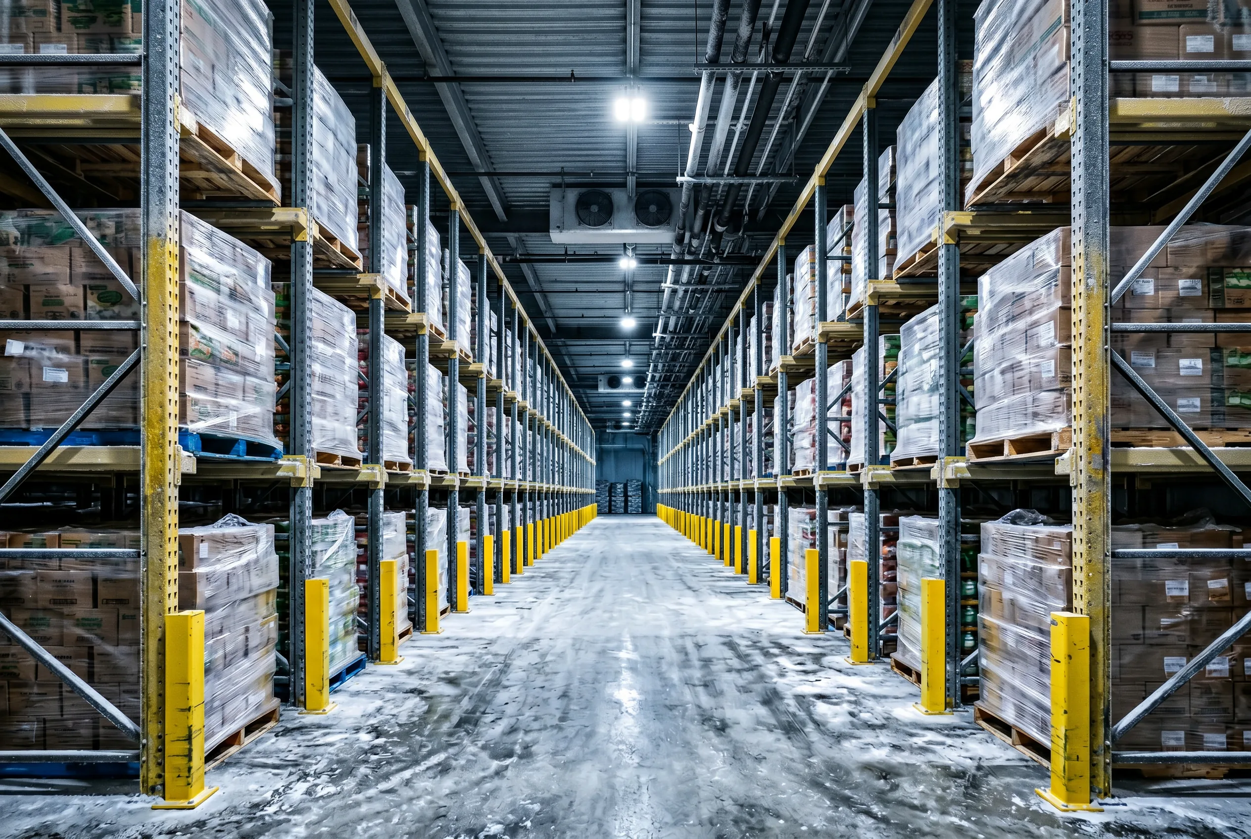 Drive-in pallet rack system in a Washington DC area cold storage warehouse
